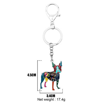 Κράμα σμάλτου Bonsny Rhinestone Crystal Boston Terrier Μπρελόκ για σκύλους Θήκη για μπρελόκ Ζώο κοσμήματα για γυναίκες Γούρια για κορίτσια για κορίτσια