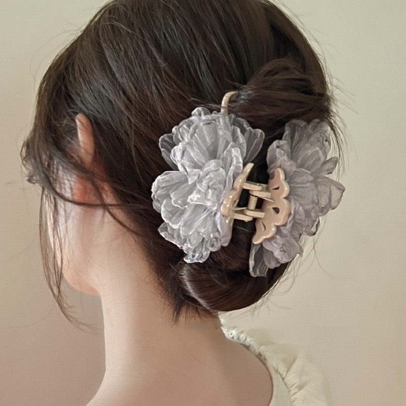 Franceză Retro Burning Edge Mesh Flower Pearl Clip de păr Design high-end Clip Shark Pentru Femei Accesorii pentru păr Gara de păr Accesorii pentru cap