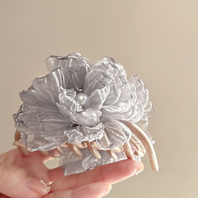 Franceză Retro Burning Edge Mesh Flower Pearl Clip de păr Design high-end Clip Shark Pentru Femei Accesorii pentru păr Gara de păr Accesorii pentru cap