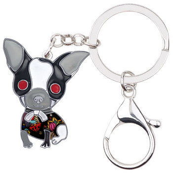 Μπρελόκ από κράμα σμάλτου Bonsny Sitting Chihuahua Dog Keychains Fashion Ζωικά κοσμήματα Μπρελόκ για γυναίκες κορίτσια Τσάντα Δώρο Διακόσμηση αυτοκινήτου