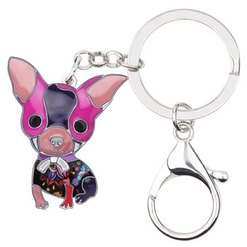 Μπρελόκ από κράμα σμάλτου Bonsny Sitting Chihuahua Dog Keychains Fashion Ζωικά κοσμήματα Μπρελόκ για γυναίκες κορίτσια Τσάντα Δώρο Διακόσμηση αυτοκινήτου