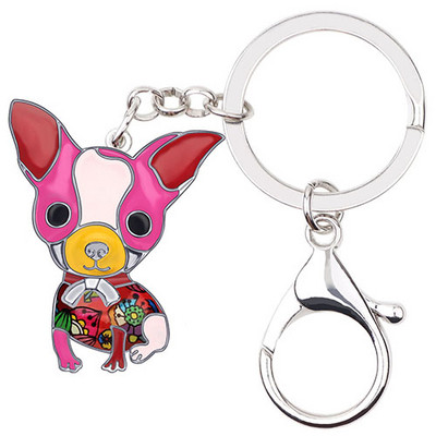 Brelocuri de câine Chihuahua din aliaj emailat Bonsny, bijuterii animale de modă, brelocuri pentru femei, fete, geantă, cadou pentru mașină, decorare