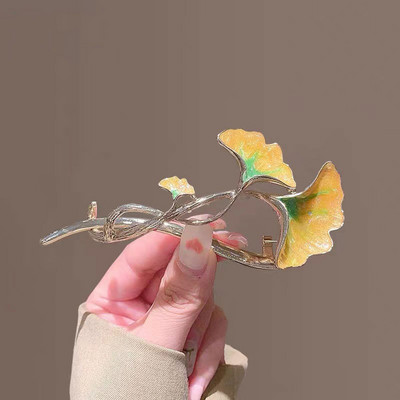 Agrafă de răsucire a frunzelor de ginkgo de modă de epocă Agrafă de broască Clip de căpșuni fluture Agrafă de banană Agrafă de păr elegantă cu strasuri pentru femei