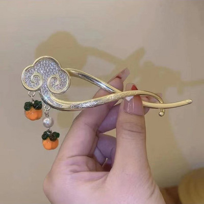 Agrafă de răsucire a frunzelor de ginkgo de modă de epocă Agrafă de broască Clip de căpșuni fluture Agrafă de banană Agrafă de păr elegantă cu strasuri pentru femei