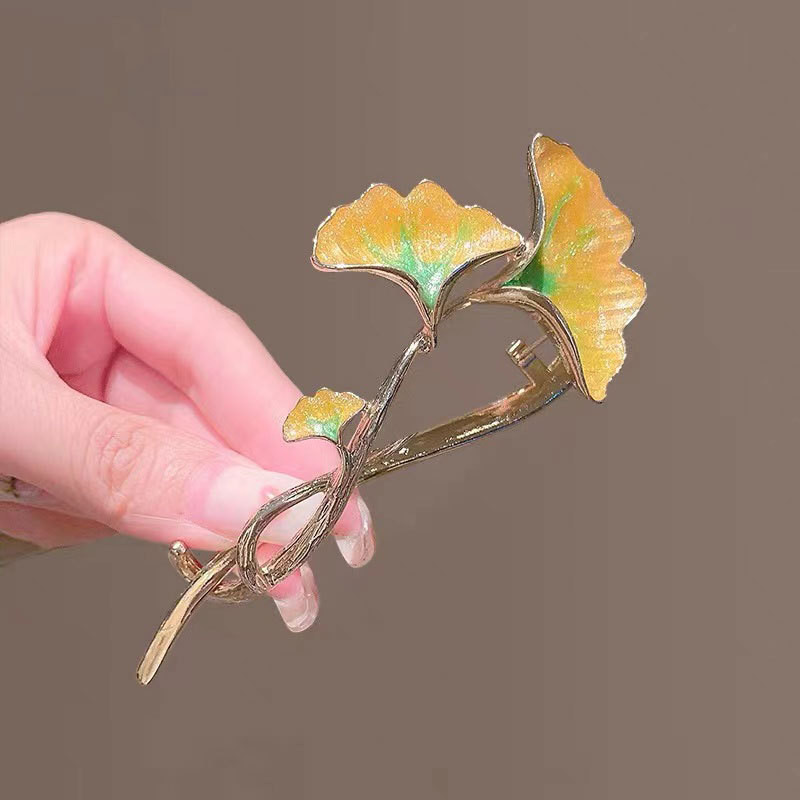 Agrafă de răsucire a frunzelor de ginkgo de modă de epocă Agrafă de broască Clip de căpșuni fluture Agrafă de banană Agrafă de păr elegantă cu strasuri pentru femei