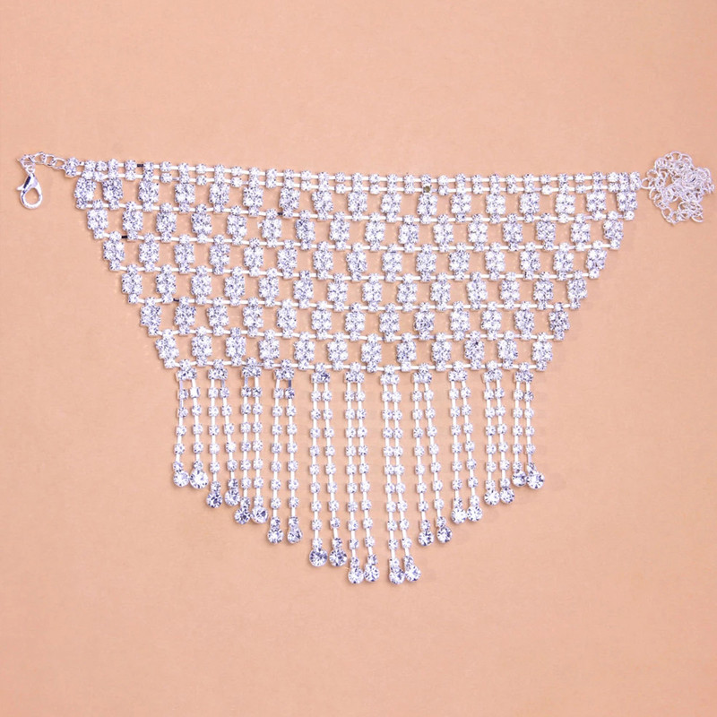 Stonefans Fashion Strass lung ciucuri gleznă gleznă pentru femei brăţară coapsă bijuterii plasă picior brăţară Boho gleznă lanţ femei