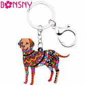 Bonsny Bijuterii acrilice pentru câini Labrador Retriver breloc inele pentru femei, geantă, geantă de mașină, poștă de mână, breloc, breloc