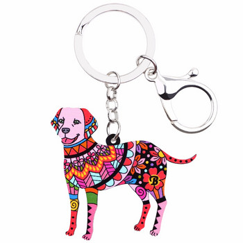 Bonsny Acrylic Dog Jewelry Labrador Retriver Δαχτυλίδια μπρελόκ για γυναίκες Τσάντα για οδήγηση με κλειδί αυτοκινήτου Πορτοφόλι Γούρια Μπρελόκ