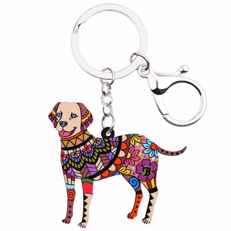 Bonsny Bijuterii acrilice pentru câini Labrador Retriver breloc inele pentru femei, geantă, geantă de mașină, poștă de mână, breloc, breloc