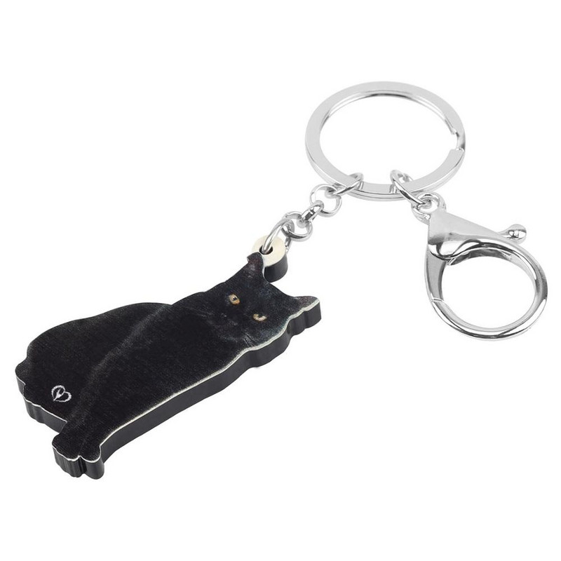 Bonsny Acrilic Negru Bombay Cat Breloc Breloc Breloc Dulci Animal Animal De companie Breloc Bijuterii Pentru Femei Copii Noutate Cadou Accesorii Genți