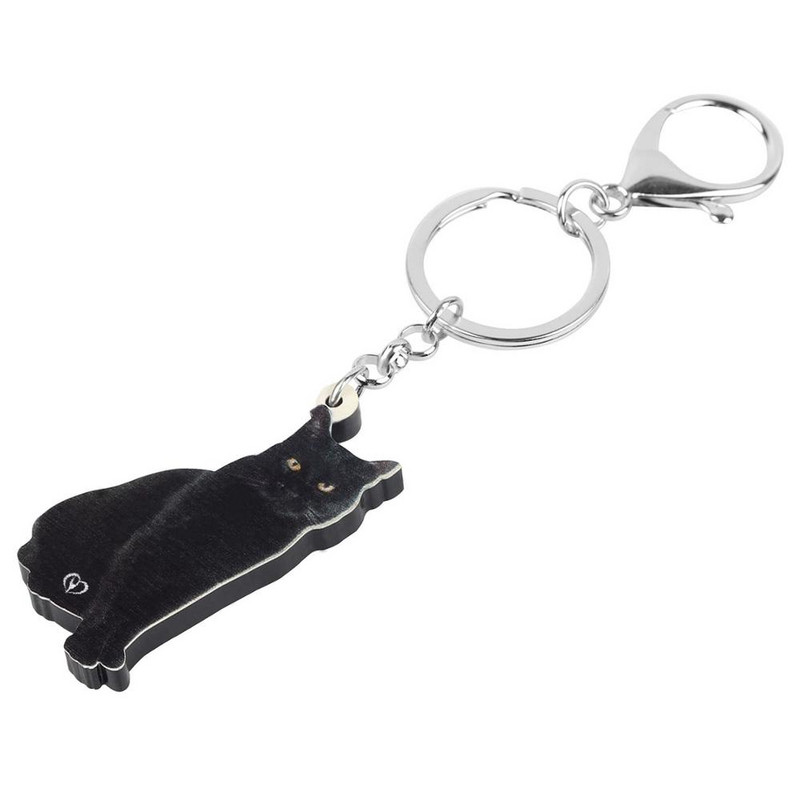 Bonsny Acrilic Negru Bombay Cat Breloc Breloc Breloc Dulci Animal Animal De companie Breloc Bijuterii Pentru Femei Copii Noutate Cadou Accesorii Genți