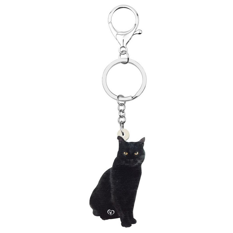Bonsny Acrilic Negru Bombay Cat Breloc Breloc Breloc Dulci Animal Animal De companie Breloc Bijuterii Pentru Femei Copii Noutate Cadou Accesorii Genți