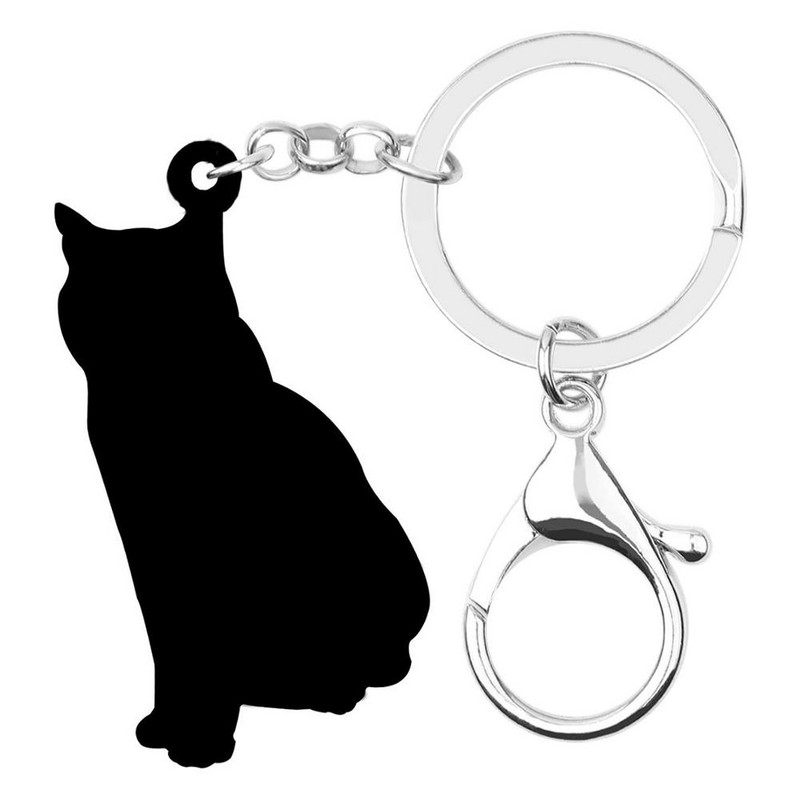 Bonsny Acrilic Negru Bombay Cat Breloc Breloc Breloc Dulci Animal Animal De companie Breloc Bijuterii Pentru Femei Copii Noutate Cadou Accesorii Genți