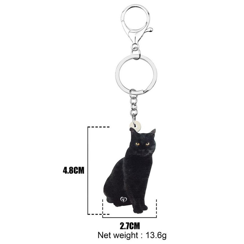 Bonsny Acrilic Negru Bombay Cat Breloc Breloc Breloc Dulci Animal Animal De companie Breloc Bijuterii Pentru Femei Copii Noutate Cadou Accesorii Genți
