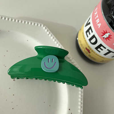 2022 Vară Contrast Culoare Acrilic Smiley Face Gheare Clip Femeie Culoare Luminoasă Gheare Păr Shark Clip Accesorii pentru păr pentru femei