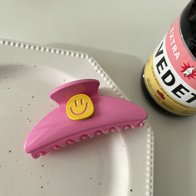 2022 Vară Contrast Culoare Acrilic Smiley Face Gheare Clip Femeie Culoare Luminoasă Gheare Păr Shark Clip Accesorii pentru păr pentru femei
