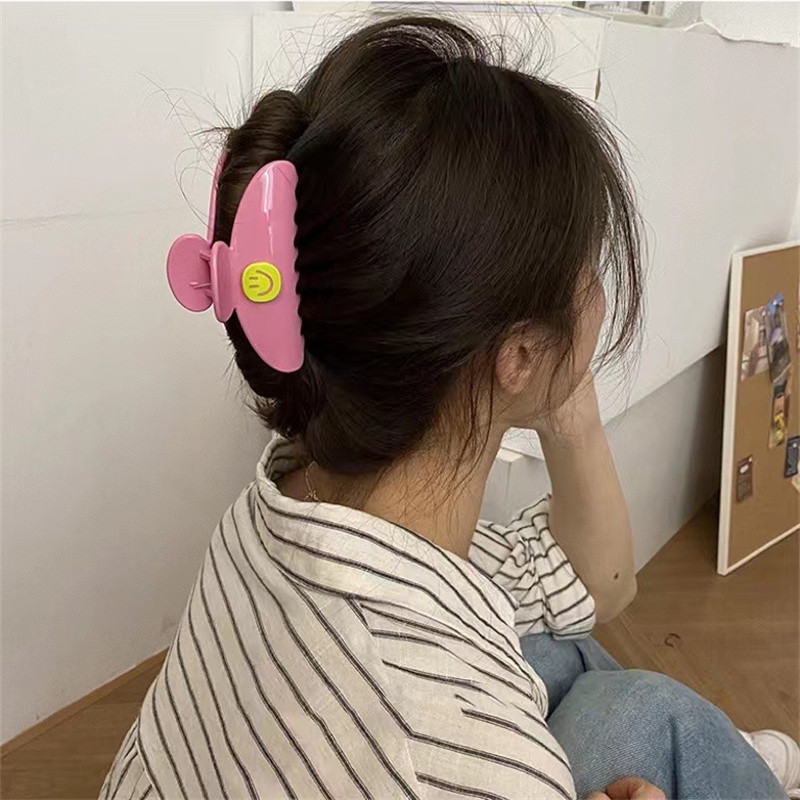 2022 Vară Contrast Culoare Acrilic Smiley Face Gheare Clip Femeie Culoare Luminoasă Gheare Păr Shark Clip Accesorii pentru păr pentru femei