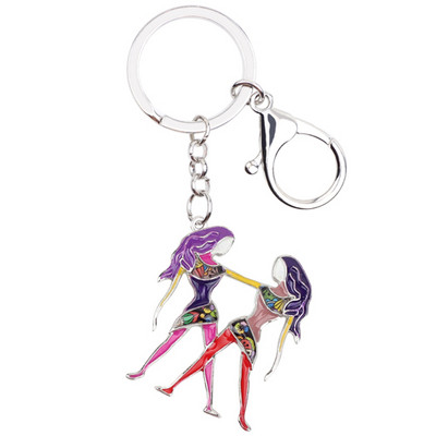 Bonsny Email Star Lucky Zodiac Gemeni Lanț chei Femei Breloc Cadou Poșetă Charms Poșetă cheie mașină Halcyone Bijuterii ieftine în vrac