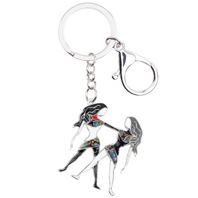 Bonsny Email Star Lucky Zodiac Gemeni Lanț chei Femei Breloc Cadou Poșetă Charms Poșetă cheie mașină Halcyone Bijuterii ieftine în vrac