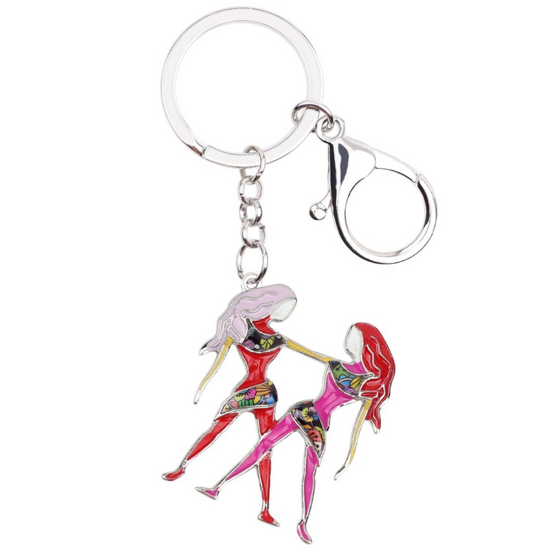 Bonsny Email Star Lucky Zodiac Gemeni Lanț chei Femei Breloc Cadou Poșetă Charms Poșetă cheie mașină Halcyone Bijuterii ieftine în vrac