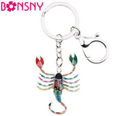 Bonsny Enamel Star Lucky Zodiac Scorpio Kulcstartó Női Kulcstartók Ajándéktáska Charms Kulcstartó Autókulcs pénztárca Elegáns Fém Ékszer