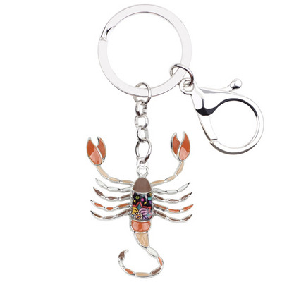 Bonsny Enamel Star Lucky Zodiac Scorpio Kulcstartó Női Kulcstartók Ajándéktáska Charms Kulcstartó Autókulcs pénztárca Elegáns Fém Ékszer