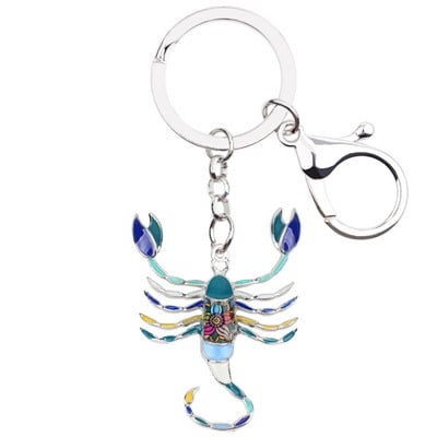 Bonsny Enamel Star Lucky Zodiac Scorpio Kulcstartó Női Kulcstartók Ajándéktáska Charms Kulcstartó Autókulcs pénztárca Elegáns Fém Ékszer
