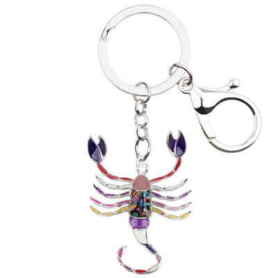 Bonsny Enamel Star Lucky Zodiac Scorpio Kulcstartó Női Kulcstartók Ajándéktáska Charms Kulcstartó Autókulcs pénztárca Elegáns Fém Ékszer
