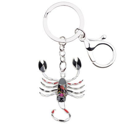 Bonsny Enamel Star Lucky Zodiac Scorpio Kulcstartó Női Kulcstartók Ajándéktáska Charms Kulcstartó Autókulcs pénztárca Elegáns Fém Ékszer