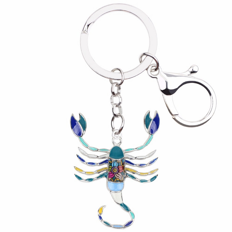 Bonsny Enamel Star Lucky Zodiac Scorpio Kulcstartó Női Kulcstartók Ajándéktáska Charms Kulcstartó Autókulcs pénztárca Elegáns Fém Ékszer