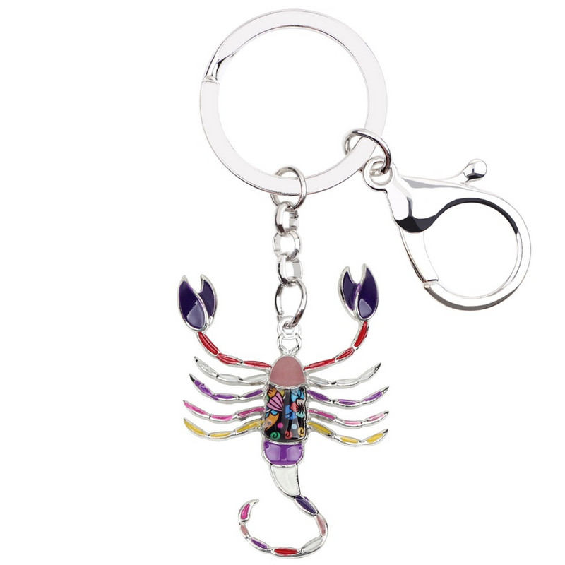 Bonsny Enamel Star Lucky Zodiac Scorpio Kulcstartó Női Kulcstartók Ajándéktáska Charms Kulcstartó Autókulcs pénztárca Elegáns Fém Ékszer