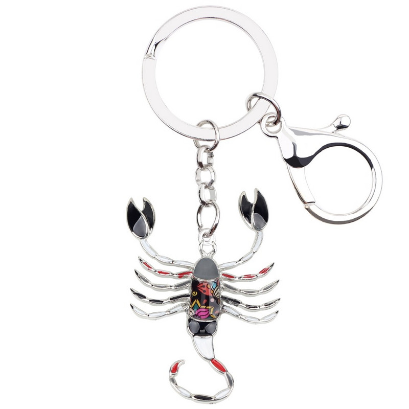 Bonsny Enamel Star Lucky Zodiac Scorpio Kulcstartó Női Kulcstartók Ajándéktáska Charms Kulcstartó Autókulcs pénztárca Elegáns Fém Ékszer