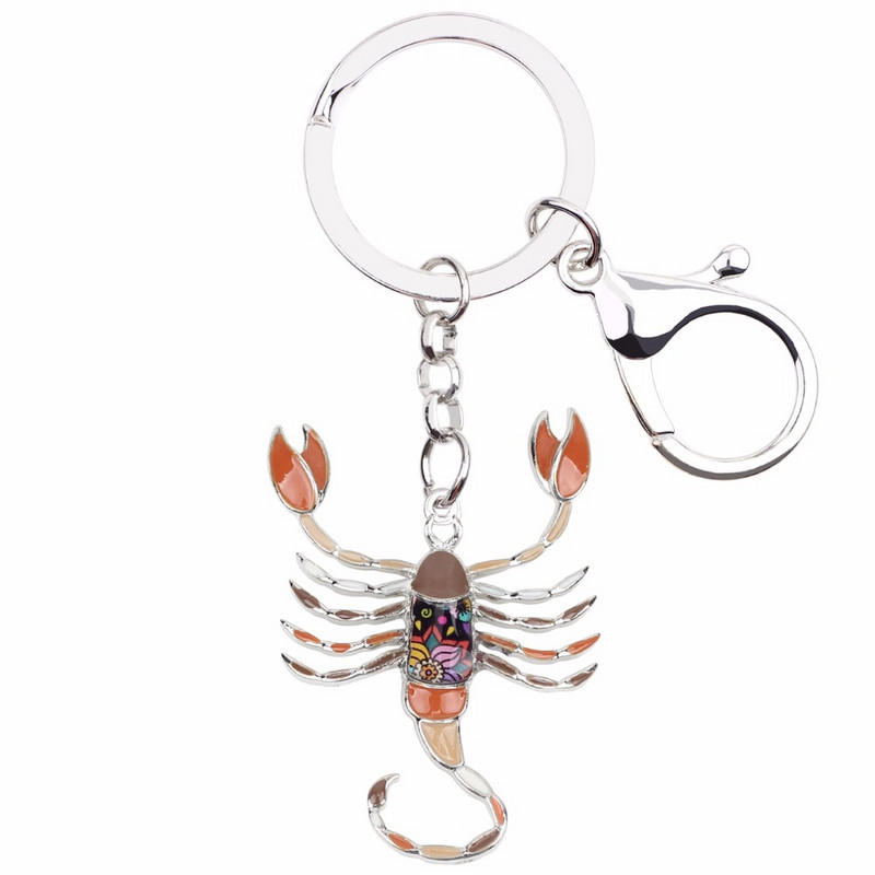 Bonsny Enamel Star Lucky Zodiac Scorpio Kulcstartó Női Kulcstartók Ajándéktáska Charms Kulcstartó Autókulcs pénztárca Elegáns Fém Ékszer