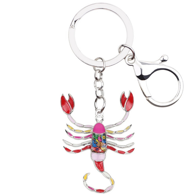 Bonsny Enamel Star Lucky Zodiac Scorpio Kulcstartó Női Kulcstartók Ajándéktáska Charms Kulcstartó Autókulcs pénztárca Elegáns Fém Ékszer