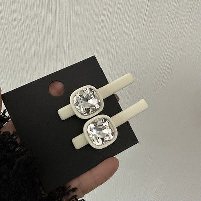 1 pereche de agrafă de păr mare pătrată cu strasuri pentru fetiță, agrafă de picior de rață, cafea ușoară, breton simplu, agrafă, accesorii de păr pentru femei