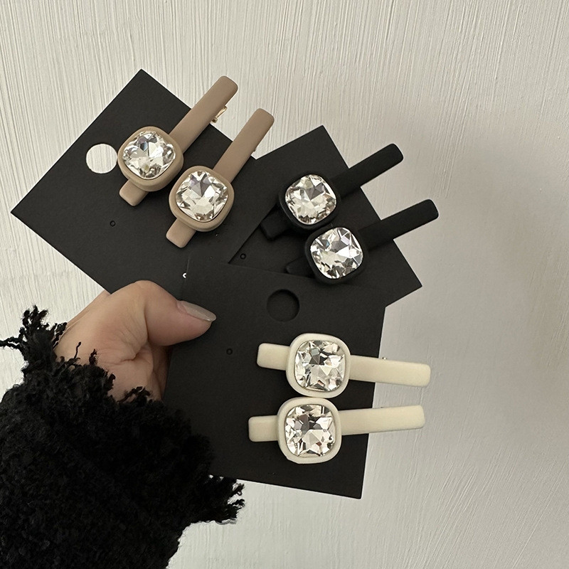 1 pereche de agrafă de păr mare pătrată cu strasuri pentru fetiță, agrafă de picior de rață, cafea ușoară, breton simplu, agrafă, accesorii de păr pentru femei