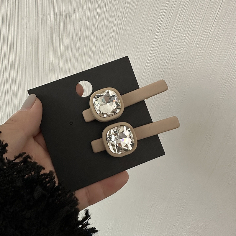 1 pereche de agrafă de păr mare pătrată cu strasuri pentru fetiță, agrafă de picior de rață, cafea ușoară, breton simplu, agrafă, accesorii de păr pentru femei