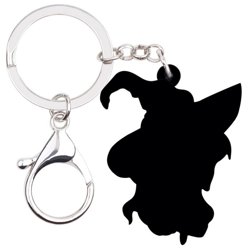 Bonsny acrilic Halloween desene animate magică vrăjitoare breloc breloc inel bijuterii la modă pentru femei fete doamne geanta mașină farmece