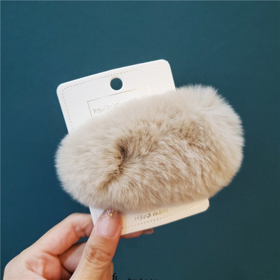 Moda coreeană INS Real Rex Agrafă de blană de iepure pentru femei Dimensiuni mari Drăguț cu imprimeu de leopard Agrafe de păr de pluș Agrafe BB Agrafe Agrafe