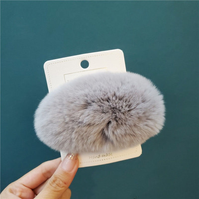 Moda coreeană INS Real Rex Agrafă de blană de iepure pentru femei Dimensiuni mari Drăguț cu imprimeu de leopard Agrafe de păr de pluș Agrafe BB Agrafe Agrafe