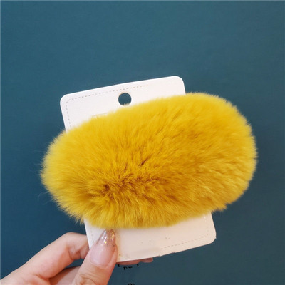 Moda coreeană INS Real Rex Agrafă de blană de iepure pentru femei Dimensiuni mari Drăguț cu imprimeu de leopard Agrafe de păr de pluș Agrafe BB Agrafe Agrafe