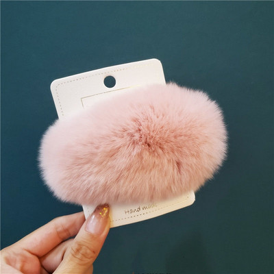 Moda coreeană INS Real Rex Agrafă de blană de iepure pentru femei Dimensiuni mari Drăguț cu imprimeu de leopard Agrafe de păr de pluș Agrafe BB Agrafe Agrafe