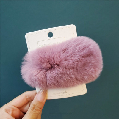 Moda coreeană INS Real Rex Agrafă de blană de iepure pentru femei Dimensiuni mari Drăguț cu imprimeu de leopard Agrafe de păr de pluș Agrafe BB Agrafe Agrafe