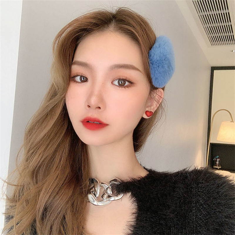 Moda coreeană INS Real Rex Agrafă de blană de iepure pentru femei Dimensiuni mari Drăguț cu imprimeu de leopard Agrafe de păr de pluș Agrafe BB Agrafe Agrafe