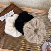 Corzi de păr de nurcă imitație coreeană 2022, iarna pentru femei, temperament de ultimă generație, inele de păr elegante de pluș, scrunchies, benzi de păr elastice