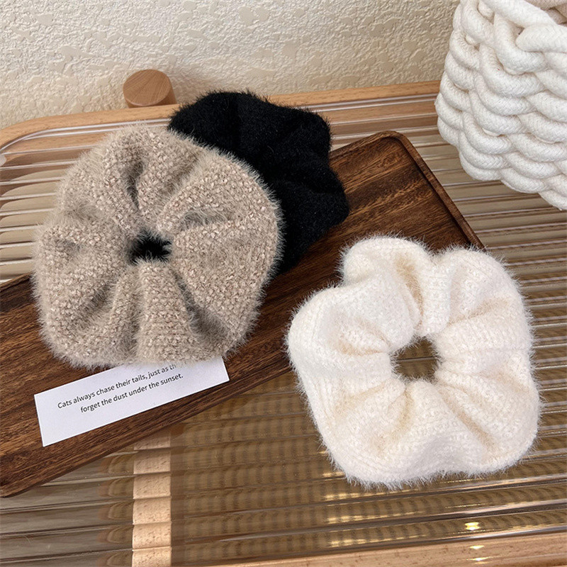 Corzi de păr de nurcă imitație coreeană 2022, iarna pentru femei, temperament de ultimă generație, inele de păr elegante de pluș, scrunchies, benzi de păr elastice