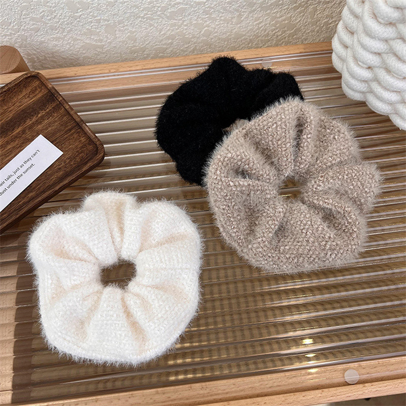 Corzi de păr de nurcă imitație coreeană 2022, iarna pentru femei, temperament de ultimă generație, inele de păr elegante de pluș, scrunchies, benzi de păr elastice