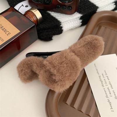 Temperament coreean, toamnă iarnă, blană de iepure artificială, gheare de păr pentru fetiță, clipă de pluș dulce, agrafă banană, accesorii de păr pentru femei