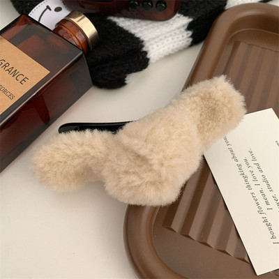 Temperament coreean, toamnă iarnă, blană de iepure artificială, gheare de păr pentru fetiță, clipă de pluș dulce, agrafă banană, accesorii de păr pentru femei