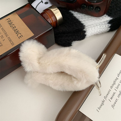 Temperament coreean, toamnă iarnă, blană de iepure artificială, gheare de păr pentru fetiță, clipă de pluș dulce, agrafă banană, accesorii de păr pentru femei